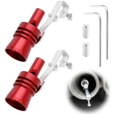 2 pieces Turbo whistle, XL exhaust whistle, aluminum turbo sound simulator, universal car accessory for tuning purposes (red)--BIEMMEDUE (1/5)