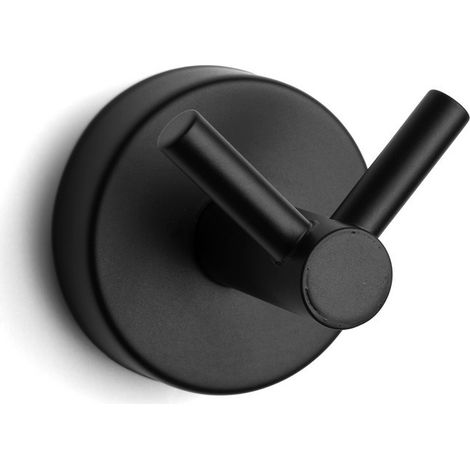 Appendino bagno design doppio gancio in acciaio inox nero opaco  MIRA-N kamalu