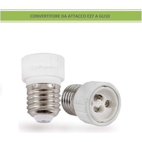 Adattatore convertitore da attacco grande E27 a GU10 portalampada riduttore bianco 220V per lampadina (1/3)