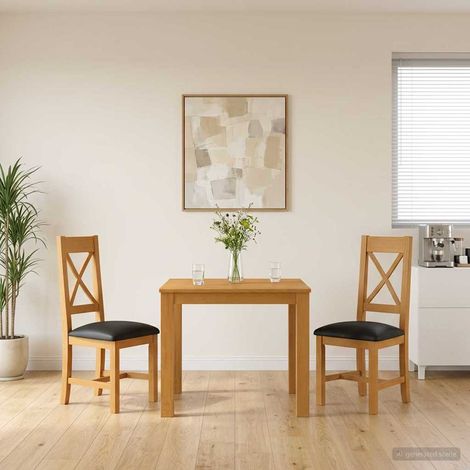 Set da pranzo 3 pz Nero Legno di Quercia Massello vidaXL (1/5)