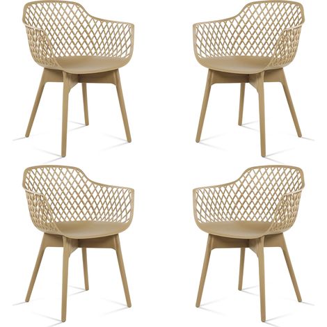 Moderne Esszimmerstühle, 4er Set, Wetterbeständige Kunststoff-Café-Stühle mit Ergonomischer Rückenlehne und Rutschfesten Pads, Geeignet für Terrasse, Restaurant, Garten (1/5)