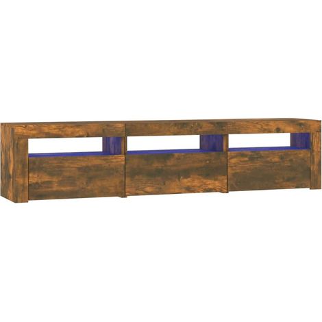 Mobile TV multimediale scaffale per televisione televisione buffet sala da pranzo soggiorno camera da letto con luci a LED rovere affumicato 180 x 35 x 40 cm marrone 020026725