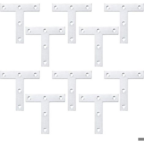 Support en T inox 80x80x1,5 mm – plaque de réparation angle meuble (10 pièces) (1/5)