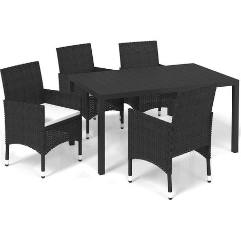 Maison Exclusive - Set da Pranzo per Giardino 5 pz con Cuscini Polyrattan Nero (1/5)