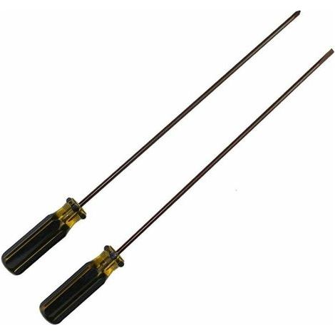 Tournevis cruciforme extra long 300 mm et tournevis à lame plate, tournevis à fente et cruciforme, 2 paquets de tournevis magnétiques pour machine à coudre, réparation de voiture, bricolage. (1/4)