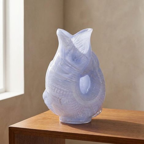 Oceanic Aqua Fish Sculptural Glass Vase (1/2)