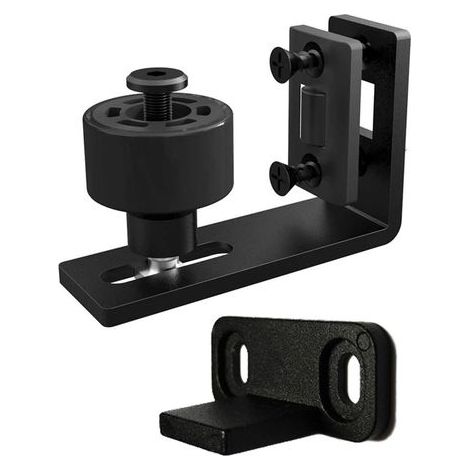 Ajustable Guide de Plancher Mur/porte Guide Inférieur Pour Porte en Bois Coulissante Une butée d'oscillation supplémentaire à angle droit est fournie Noir (1/5)