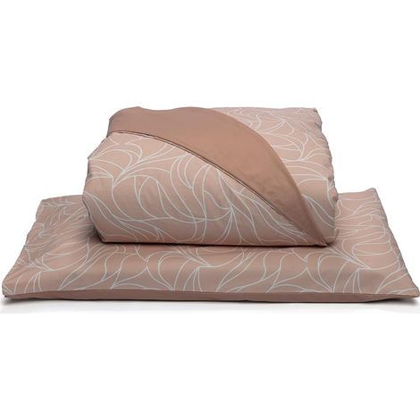 Foppapedretti Notte & Natura Sacco Copripiumino letto una piazza e mezza completo di federa Onda Pesca 100% cotone Percalle, Made in Italy (1/4)