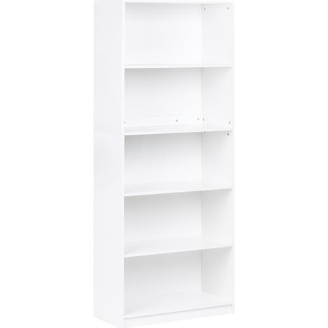 Estantería de 5 niveles librería estilo minimalista aglomerado blanco Zehna