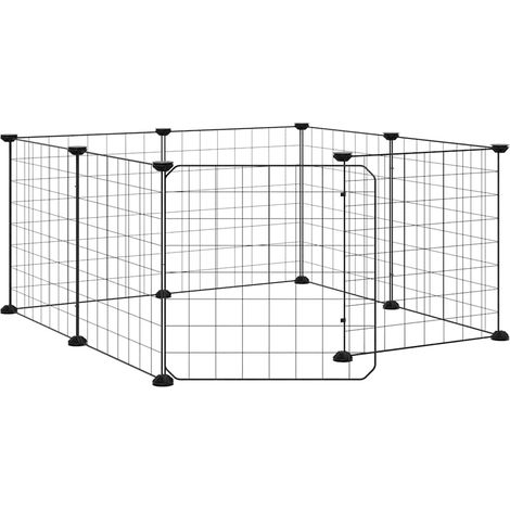 Maison Exclusive - Gabbia per animali domestici a 8 pannelli con porta nera 35x35 cm in acciaio