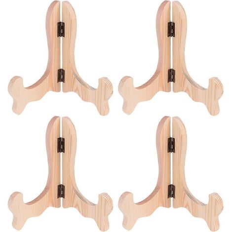 Présentoir à thé/gâteaux/biscuits (lot de 4) - Chevalet de bureau - Idéal pour la maison, les fêtes et les boutiques - Taille L (Couleur pin) (1/5)