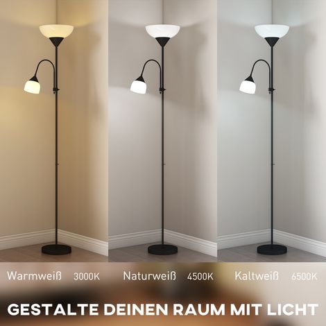 Lampadaire sur pied orientable, luminaire mère-enfant avec col de cygne réglable, 3 températures de couleur, noir, 1 pièce (1/4)