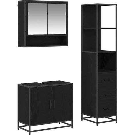 Maison Exclusive - Badezimmermöbel-Set 3 pcs Schwarz Eichen-Optik