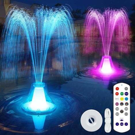 2026 Fontaine Flottante Piscine avec Lumières Colorées, Fontaine Piscine Rechargeable avec Télécommande & Boutons, 3 Modes de Pulvérisation & 10 Modes de Lumière Fontaine de Piscine avec Ancre