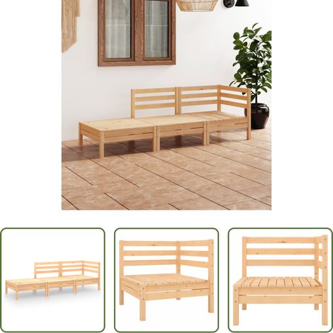 Massivholz -  3-tlg. Garten-Lounge-Set Massivholz Kiefer (1/5)