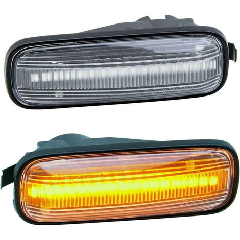 KIT 2 INDICATORI DI DIREZIONE LATERALI A LED COMPATIBILE CON Opel Omega B Limousine + Caravan / BJ 1994-2003 / VETRO GIALLO/ LED 6000K EFFETTO XENON / CAN-BUS, PLUG AND PLAY (1/5)
