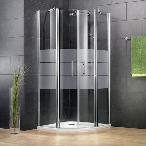 Schulte – Porte de douche battante d'angle arrondi 90 x 90 cm – Verre anticalcaire 5mm – Profilé chromé – Ouverture des deux sens – Montage sans silicone
