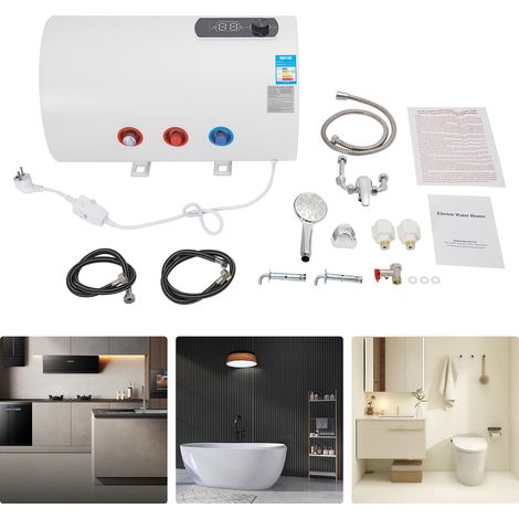 Chauffe-eau électrique 40 l, 2000 W IPX4, avec douchette et tuyau de douche, chauffe-eau G1/2'' pour salle de bain, éviers de cuisine, caravanes, jusqu'à 75 °C (1/5)