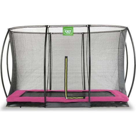 EXIT Silhouette Ground Trampoline 8x12ft with Safety Net – Pink