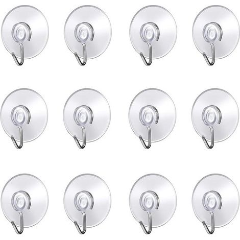 Ganci a ventosa da parete, piccole ventose in plastica con ganci rotondi, adatti per bagni e cucine, ganci a ventosa (12 pezzi) (1/3)