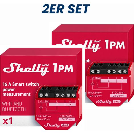 SHELLY - Shelly 1PM Gen3 - confezione da 2 pezzi relè con misura consumi 16A (1/5)