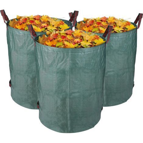 3er-Set Gartensäcke, 272 l, faltbar und wiederverwendbar, robust, UV-beständig, für Gras, Laub und Gartenabfälle, 67 x 76 cm (1/3)