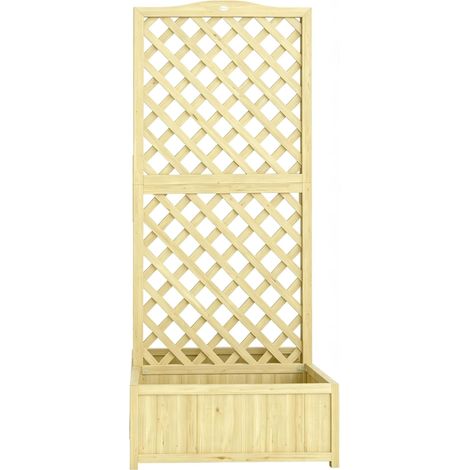Jardinera doble plegable con celosía cuadrada de madera natural 73 x 70 x 170 cm (1/5)
