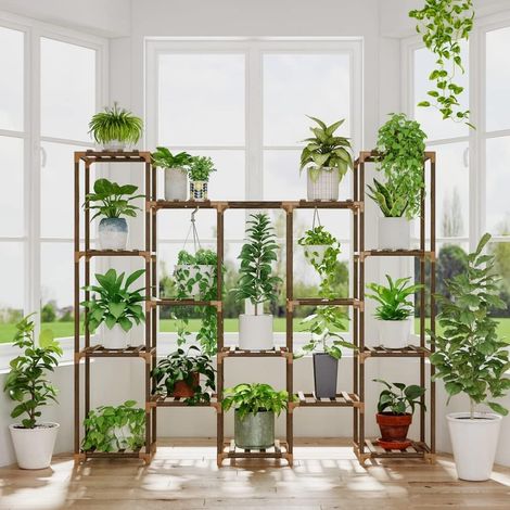 Grand support pour plantes d'intérieur et d'extérieur à suspendre pour 14 pots de fleurs pour salon, terrasse, balcon et jardin (1/5)