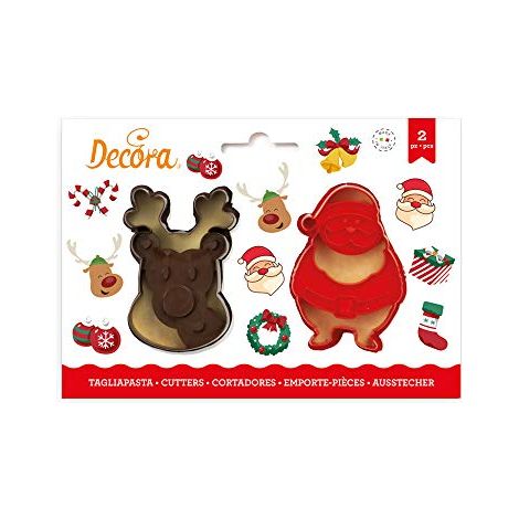 Set di 2 formine per biscotti a forma di Babbo Natale e renna (1/4)