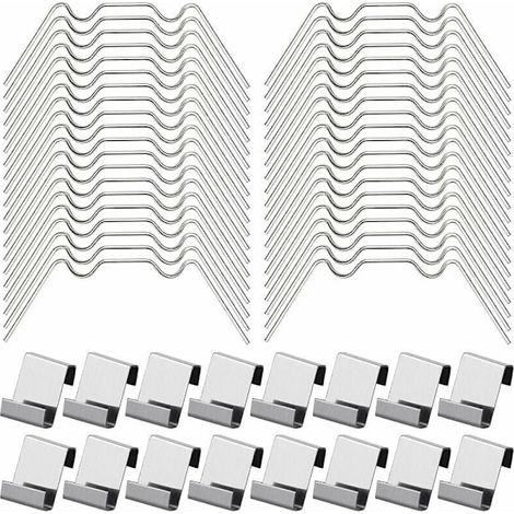 Un paquet de 100 pinces pour verre de serre, comprenant 50 pinces en acier inoxydable de type W et 50 pinces en Z. (1/5)