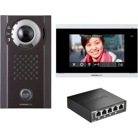 Pack IP saillie, moniteur avec boucle magnétique, programmé & switch PoE inclus - AIPHONE PIXSV