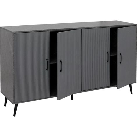 Credenza moderna con 4 ripiani 88 x 150 x 40 cm MDF grigio 040009569