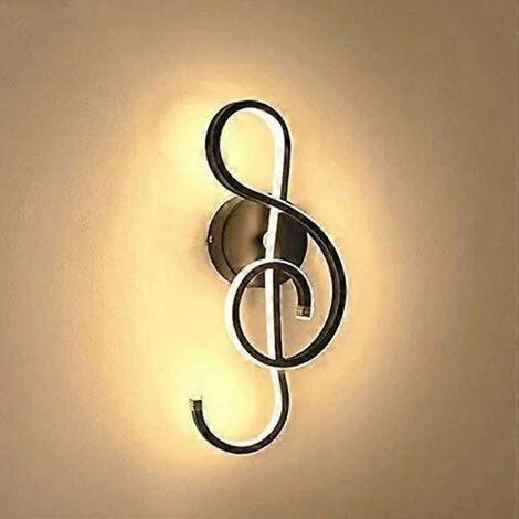 Applique murale LED moderne et créative pour l'intérieur, en forme de note de musique, bande LED 22 W, décoration minimaliste en aluminium pour chambre à coucher.