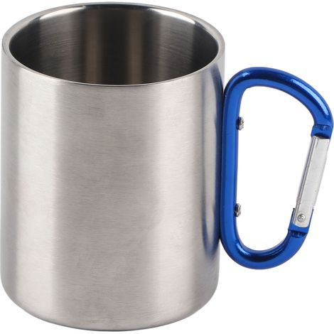 360 ml Edelstahl-Kaffeebecher, doppelwandig, mit komfortablem blauem Griff, glänzender und strapazierfähiger Oberfläche (1/5)