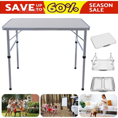 Folding Camping Table Adjustable Height Picnic Tables Outdoor Indoor BBQ Kitchen (1/5)