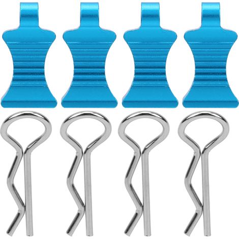 Lot de 4 pinces de carrosserie en alliage d'aluminium R-Type avec support de fixation bleu pour voiture RC 1/10 (1/5)