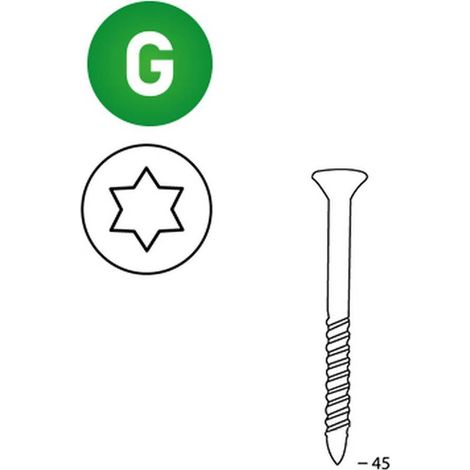 2 000 Vis Galvanisées Torx 16° (Tx) (Scrail) - 25/28x45 mm - D-Work