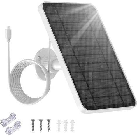 1 pannello solare da 5V e 5W - adatto per Eufy cam 2C/Pro/E20/E40, caricabatterie a pannello solare con accessori per modulo solare, supporto regolabile a 360°