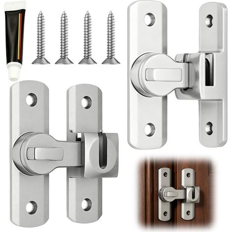 90/180 Degrés Loquet de Porte Rabattable, Loquet porte Rabattable Noir, Serrure porte Coulissante pour Chambre Salle de Bain WC Garage Fenêtre Placard Grange (1/5)