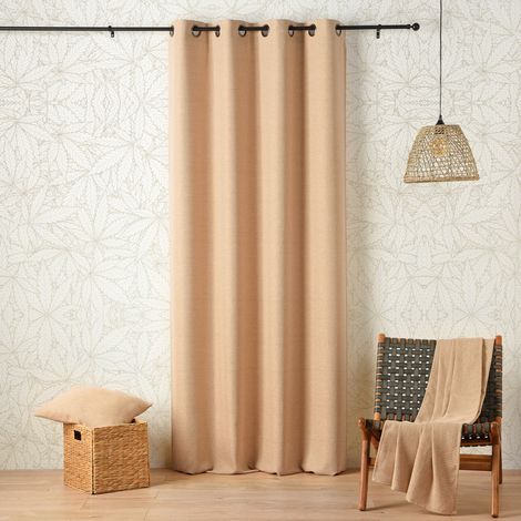 Rideau œillets polylin tamisant aux propriétés relaxantes du CBD Jaune 140x260 cm