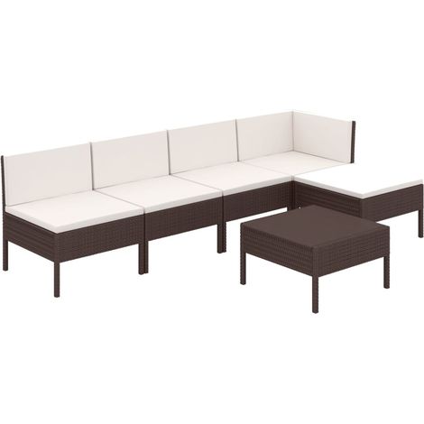 Salon de jardin 6 pcs Contemporain, Ensemble repas de jardin, avec coussins Résine tressée Marron OIB9380E (1/5)