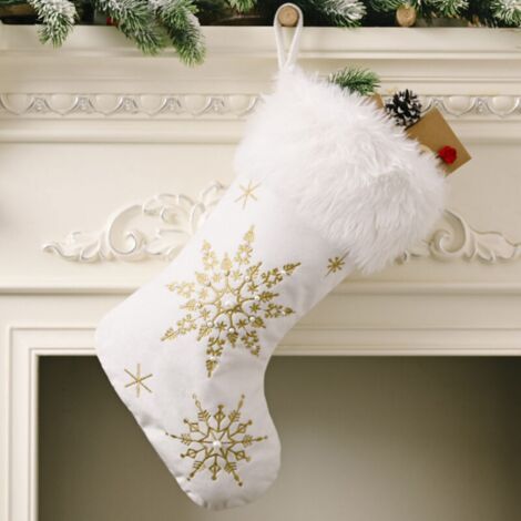 Grande décoration de Noël à suspendre pour sapin, cheminée, sac à bonbons, biscuits, flocons de neige, Père Noël, renne, cadeau pour enfants - Doré (1/5)