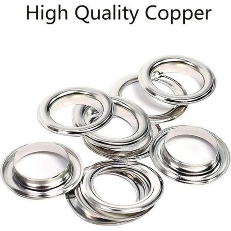 Oeillets - 12 mm - Pour Bâches Toiles Tentes - Lot de 100 Ensembles Cuivre (1/4)