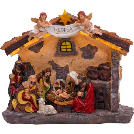 Dekoration MagicHome Weihnachten, Krippe, 21 LED warmweiß, 3xAA, Innenbereich, 36x15x29 cm (1/3)