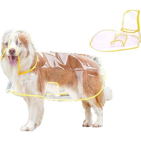 Dog rain poncho, dog rain coat, transparent rain coat, adjustable button, suitable for large dogs - - size XXL - 1 pc (1/5)