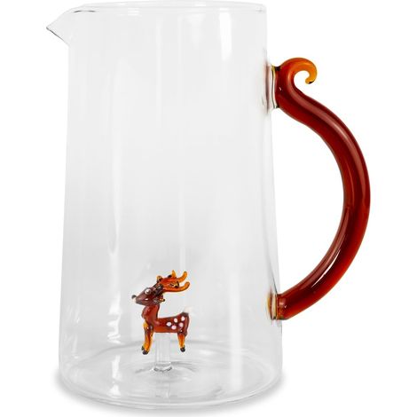 WD LifeStyle Caraffa Vetro Borosilicato Cc 1,5 Lt Decoro Renna Natale