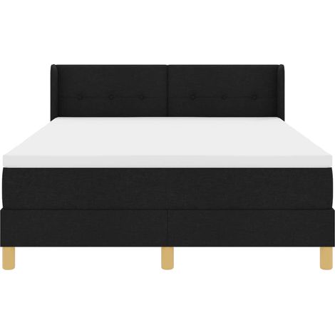 Maison Exclusive - Lit à ressorts avec tête de lit Noir 200 x 140 cm tissu (1/5)