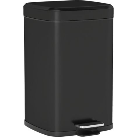 20L Modern Black Boxy Metal Kitchen Trash Bin for Stylish Home Organization