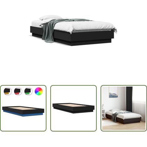 LED-Leuchten - Bettgestell mit LED Schwarz 75x190 cm (1/5)