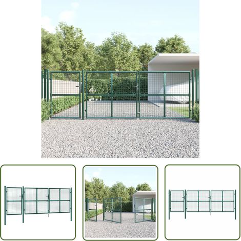 The Living Store Mesh-Gartentor Grün 400x175 cm Verzinkter Stahl - Gartentor - Zaun - Metallzaun - Stahltür - Außenbereich (1/5)